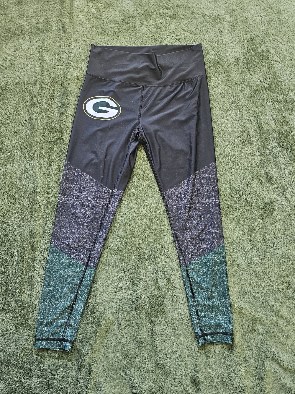 NFL Green Bay Packers Black Grey & Green Womens Stretch Leggings WI Football